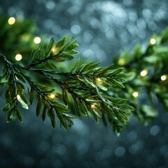 Glowing tree garland twinkling with softened bokeh creating a warm festive atmosphere