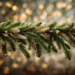 Glowing tree garland with shimmering bokeh lights creates an enchanting holiday atmosphere