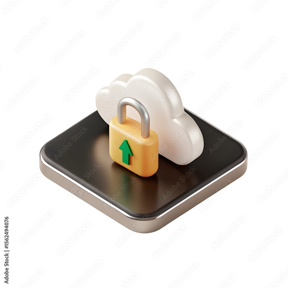 Poster secure cloud data protection isolated on a transparent background