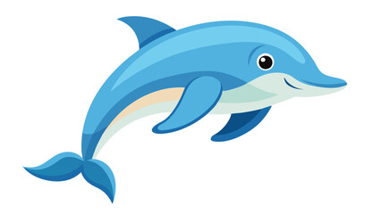 Fototapeta premium Happy dolphin jumping, isolated on white background. Vector illustration.