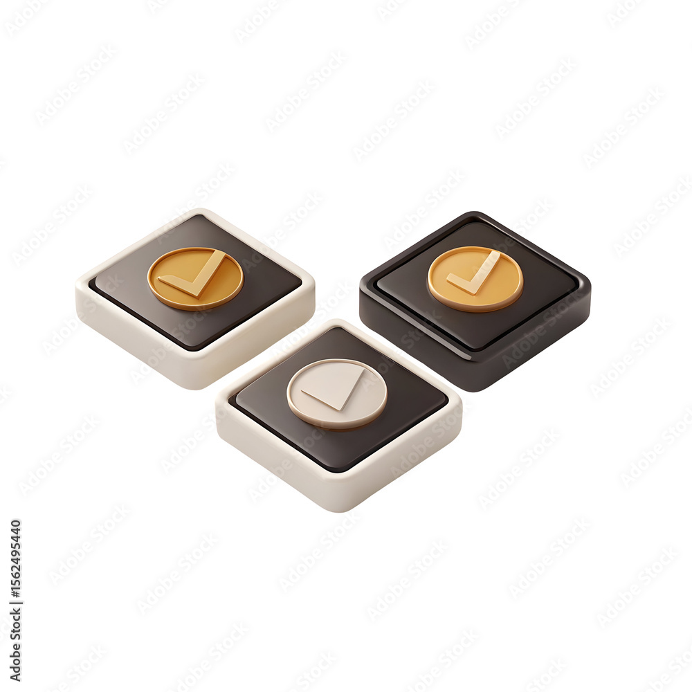 Poster three checkmark icons isolated on a transparent background