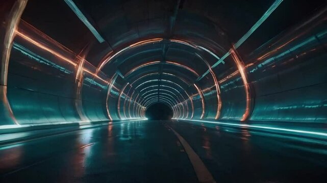 Rushing Lights in Tunnel with Futuristic Rush