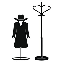 Elegant Coat and Hat Display on a Classic Coat Stand