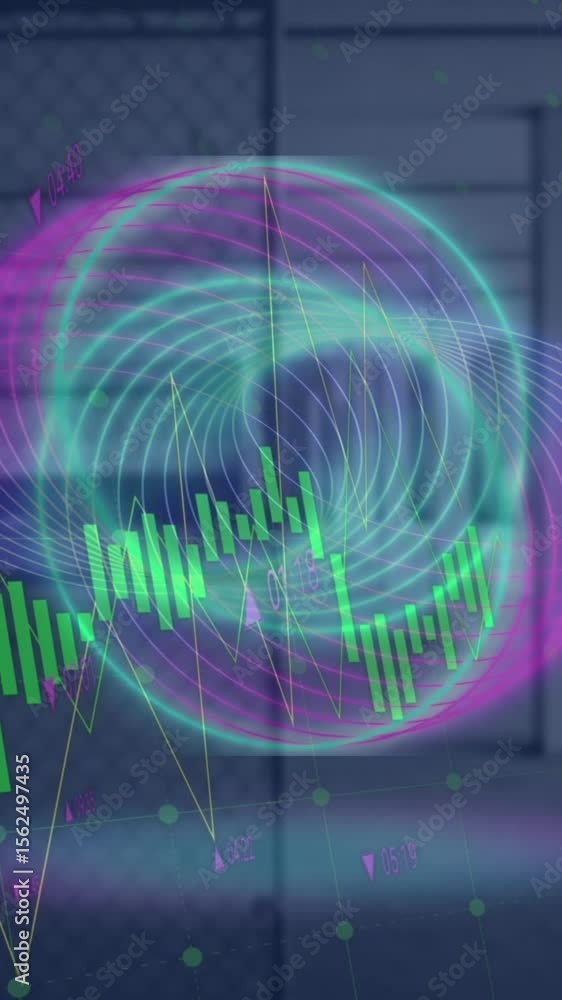 Poster animation of data processing over shapes
