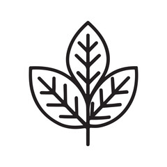 Three Leaf Plant Simple Black Line Icon leaves