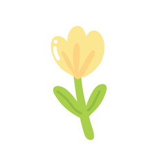 Cheerful floral vector featuring yellow tulip in full bloom. Decorative elements and soft pastel colors create a romantic and fresh seasonal mood.