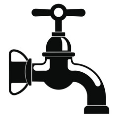 Water Faucet Icon Simple Black and White Illustration of a Traditional Tap