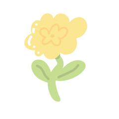 Colorful illustration in stylized spring bloom with yellow daisy flower. This vector illustration conveys the harmony of nature and is perfect for gardening themes, wall art or floral branding.