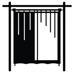 Simple Black and White Curtain Design Minimalist Hanging Panel Illustration