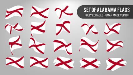 Vector Set of Alabama Flags