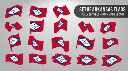 Vector Set of Arkansas Flags