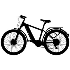 City ​​e-bike top tube frame. Touring Hybrid Trekking bike, E-city bike for men and unisex. Electric Trekking low step through bike realistic silhouette	
