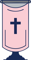 Obraz premium Christian church banner with cross symbol on pink cloth hanging vector design for religious decoration and worship purposes