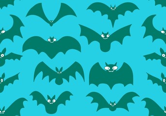 Halloween animals cartoon seamless bats monsters pattern for wrapping and kids clothes print and party accessories