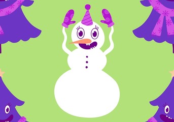 Christmas tree seamless winter balls pattern for wrapping paper and fabrics