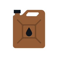 Brown container for liquid storage with a black drop symbol and a handle