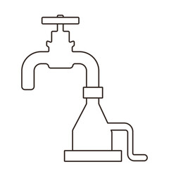 Water faucet with unique design and modern lines displayed in minimalist outline style