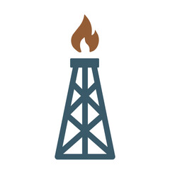 Oil rig with flame symbolizing energy production and industrial activity in modern society