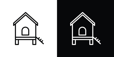 Chicken coop icon Black and White Vector Graphic