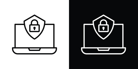 Computer security icon Black and White Vector Graphic