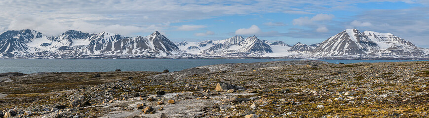 A panorama of the mountains of the Svalbard archipelago