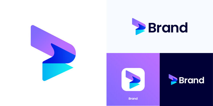 Letter R mark overlapping gradient color concept, logo icon design vector illustration element, Modern symbol initial alphabet sign vibrant colorful for technology, brand identity and business company