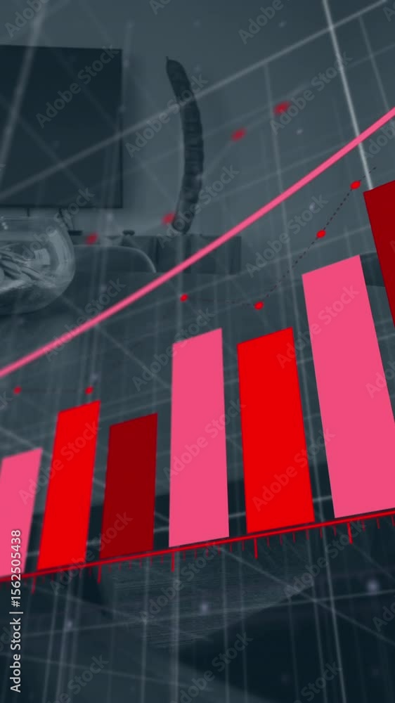 Poster animation of statistics and data processing over office