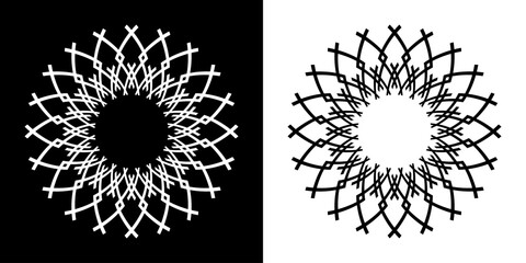 Design Elements Set. Radial Geometric Black and White Patterns. 