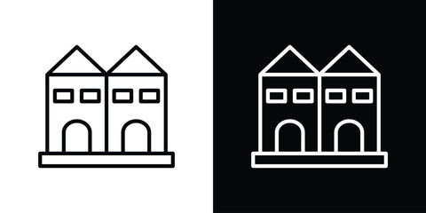 Terraced Houses icon Black and White Vector Graphic