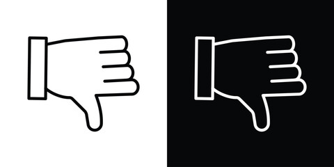 Thumb down icon Black and White Vector Graphic