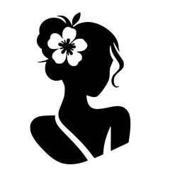 Minimalist Black SVG Silhouette of a Woman with Flower in Hair for Feminine and Women’s Day Design Themes