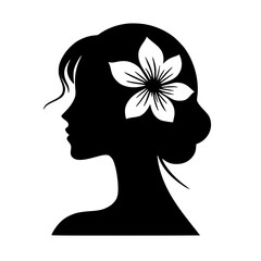 Minimalist Black SVG Silhouette of a Woman with Flower in Hair for Feminine and Women’s Day Design Themes