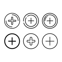 Obraz premium Plus icons circular outlines add icon simple