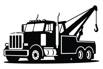 Naklejka premium Tow Truck Icon with Hook: Wrecker, Breakdown & Roadside Assistance Vehicle Symbol for Automotive Services & Emergency Aid