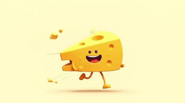 Jumping Happy Cheese Cartoon.