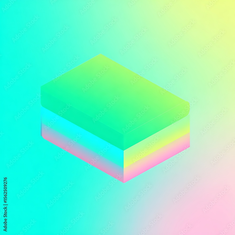 Poster multi-colored, layered rectangular object on a gradient background