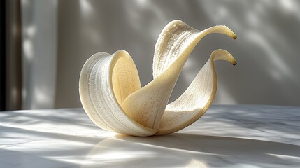 Abstract banana peels artfully twisted