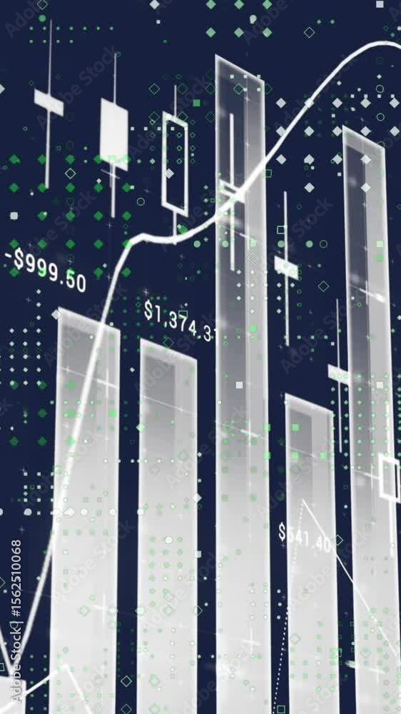 Poster animation of statistics and data processing over screens