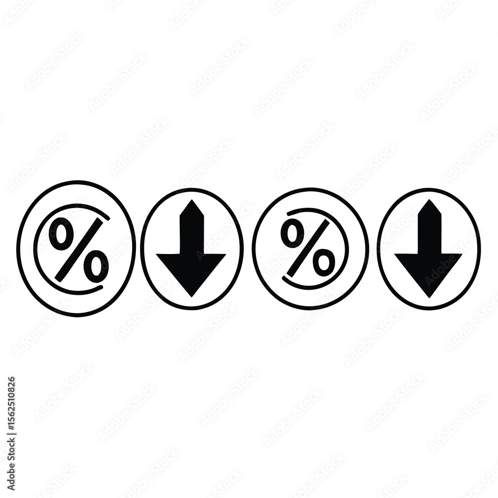 Aufkleber Percent Change Icons – Up and Down Arrows in Flat and Line Style Vector Set.AI/EPS/PNG