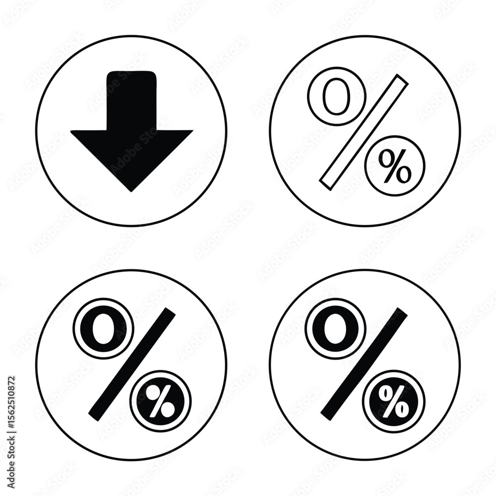 Fototapete percent change icons – up and down arrows in flat and line style vector set.ai/eps/png
