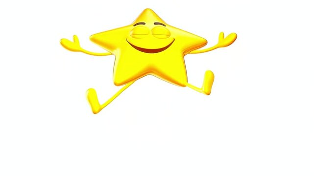 Funny clumsy star cartoon, cute animation on white background. Free copy space