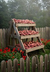 Sweet Potatoes on Wooden Rack