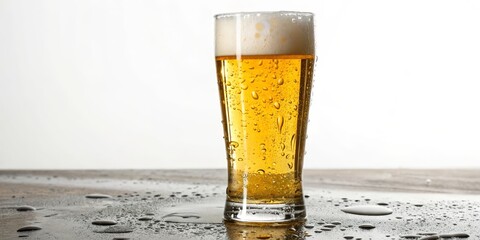Cold Beer in Glass Condensation, Pint, Refreshing, Beverage, Studio Shot, beer, condensation