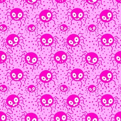 Cartoon monsters seamless Halloween spider pattern for wallpaper and fabrics and textiles and packaging and linens