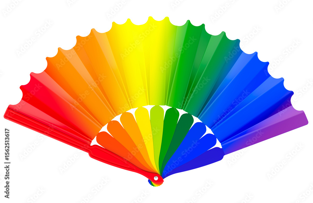 Poster rainbow hand fan. 3d rendering isolated on transparent background