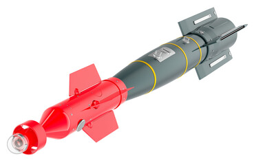 Laser-guided bomb, guided bomb unit. 3D rendering isolated on transparent background