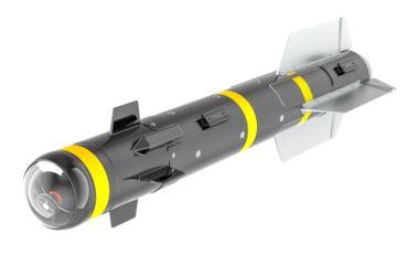 Anti-tank guided missile or hellfire missile. 3D rendering isolated on transparent background