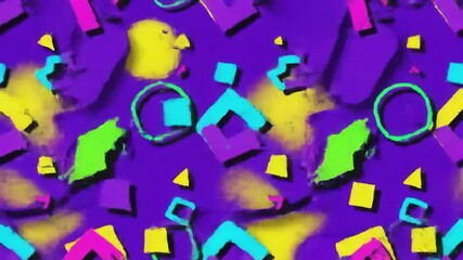 Abstract pattern with colorful shapes on purple background - Powered by Adobe