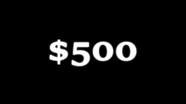 Animated Money Number Counter from 0 to 900 Dollars ,Number, count, dollar counting, business, profit, counter Dollars and digits increasing Counting Numbers from 0 to 100k on a transparent Dollars.