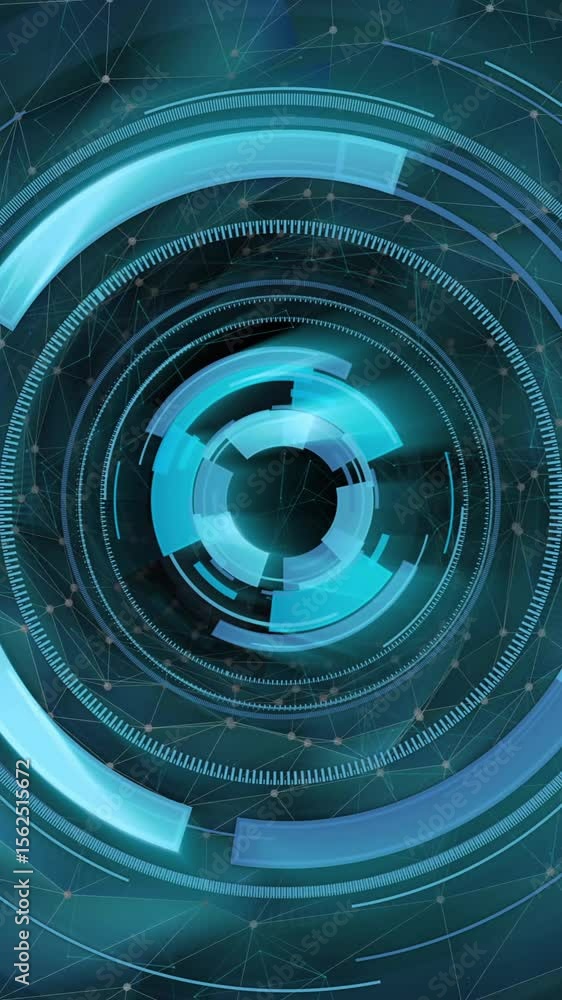 Poster animation of scope scanning over network of connections on black background
